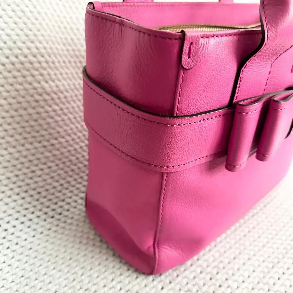 Kate  Spade Villabella Quinn Pink Top Handle Bow Triple Compartment Satchel